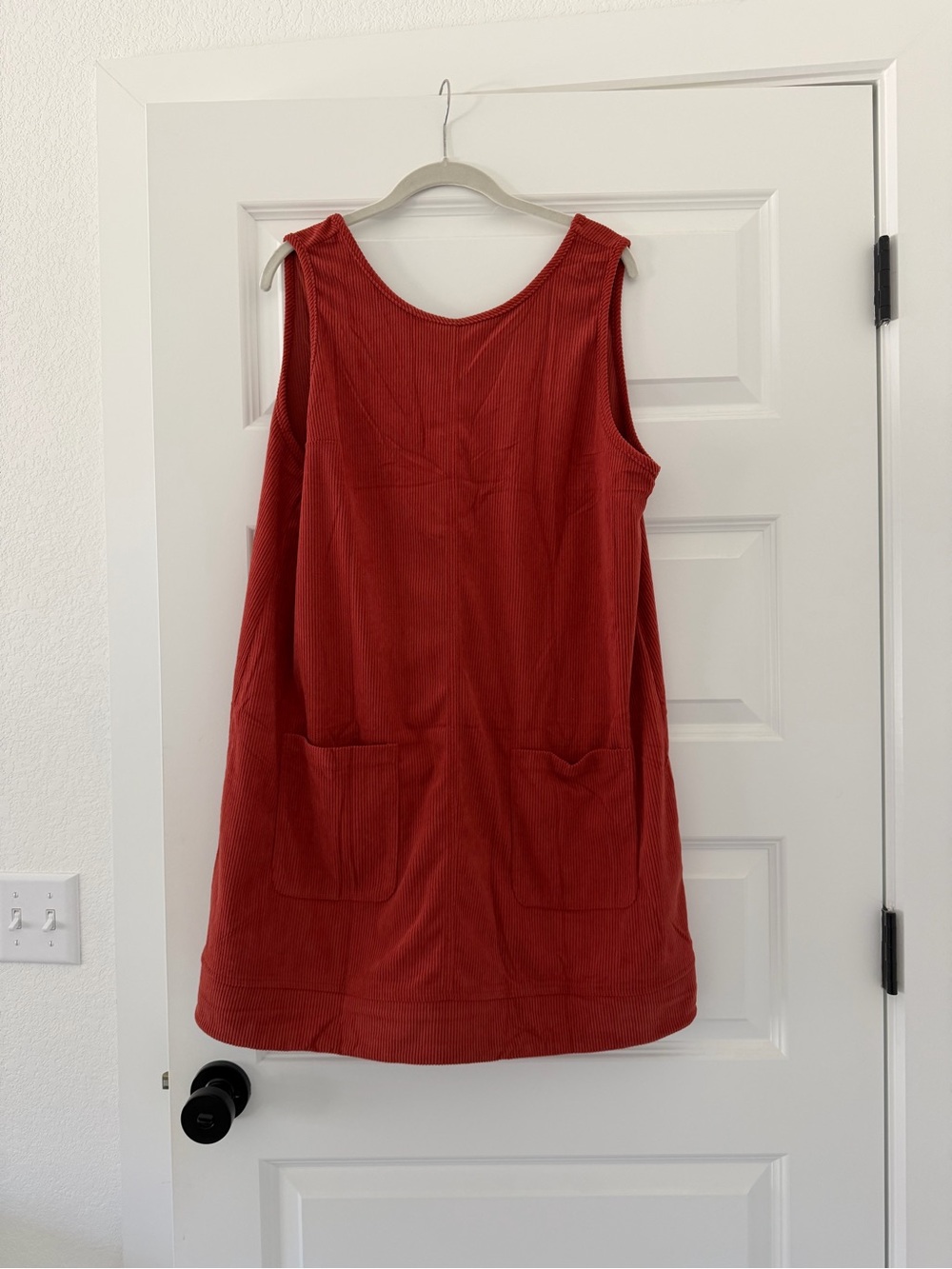 Amazon Red Corduroy Midi Pinafore Dress